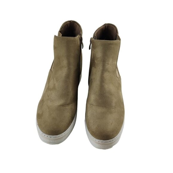 Womens Bootie High Top Sneaker Sz 10 Faux Suede Ankle Zipper - Picture 7 of 10